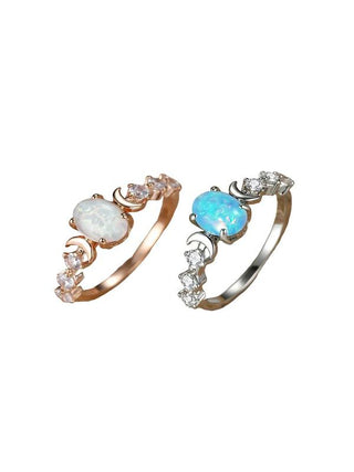 GEMURO Elegant Summer Oval Gemstone & Rhinestone Ring | Wedding & Engagement Gift for Women