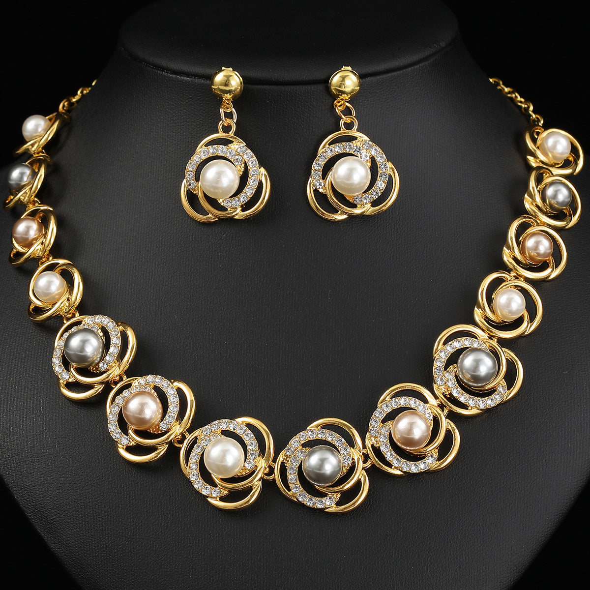 ✨ European & American Pearl Necklace and Earrings Set | Bridal Accessories | Elegant Floral Design | Party & Evening Jewelry