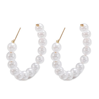 GEMURO Korean Dongdaemun Pearl C-Shaped Earrings | Elegant Half-Circle Pearl Studs for Women