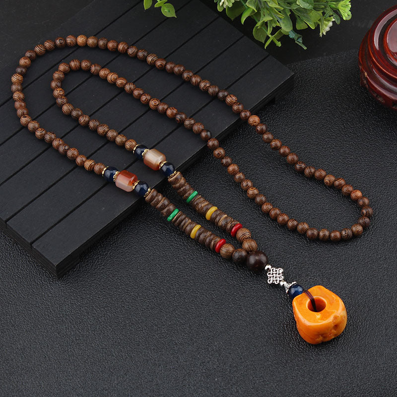 ✨ Manifest Earthy Energy: GEMURO Vintage Versatile Ethnic Style Wooden Necklace ✨