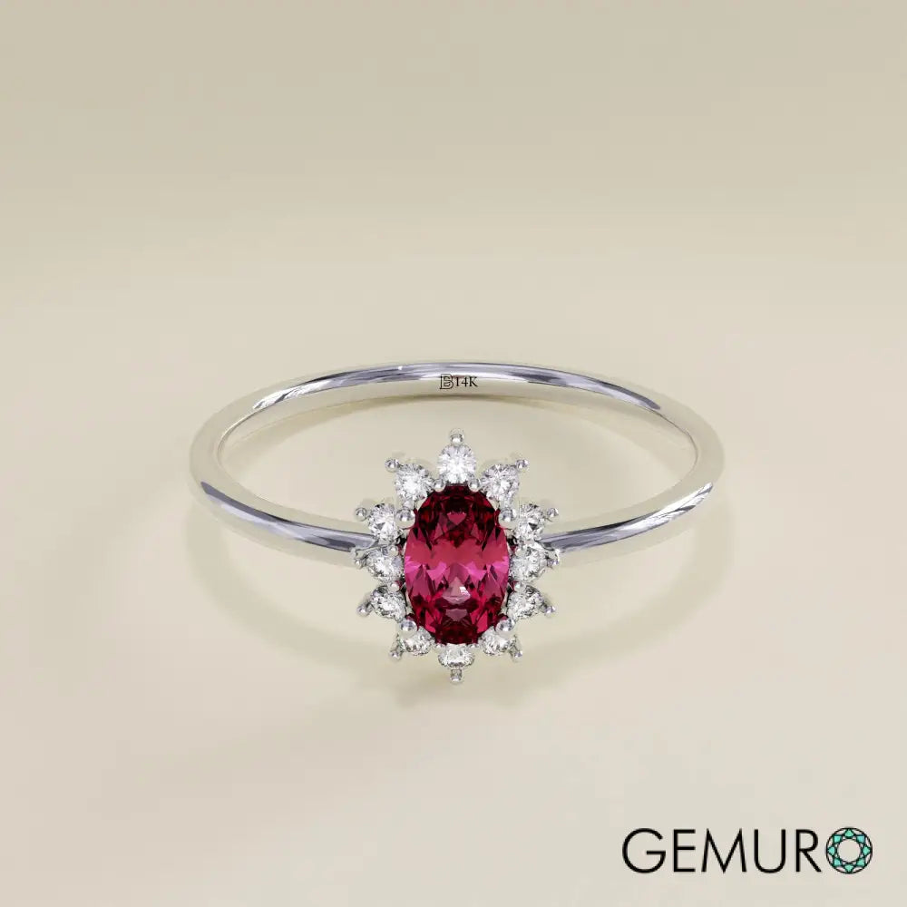 GEMURO 14K Gold Garnet Ring | Minimalist January Birthstone Promise Ring