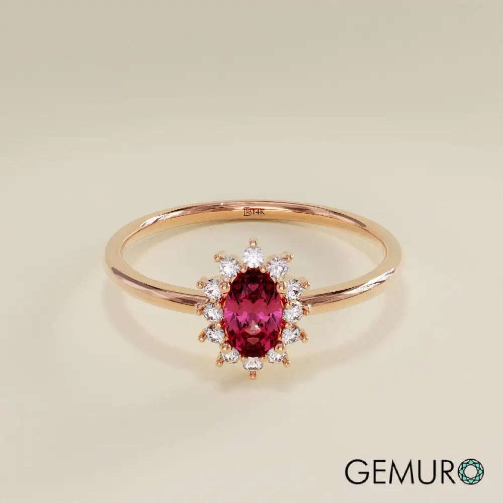 GEMURO 14K Gold Garnet Ring | Minimalist January Birthstone Promise Ring