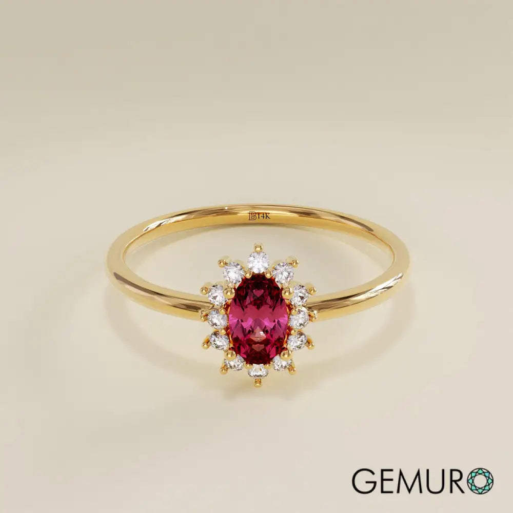 GEMURO 14K Gold Garnet Ring | Minimalist January Birthstone Promise Ring