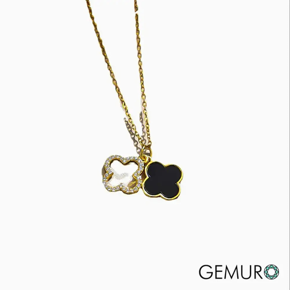 GEMURO 14K Gold Mother of Pearl Clover Necklace – Lucky Four Leaf Clover | Minimalist Good Luck Charm Gift ✨