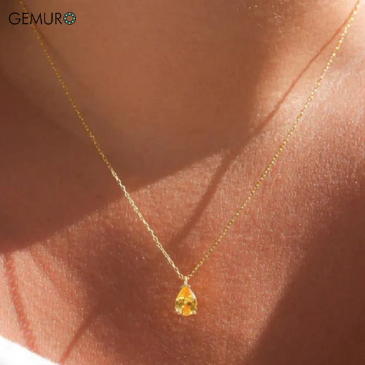 GEMURO Citrine Teardrop Necklace – A Tiny Spark of Joy ✨💛