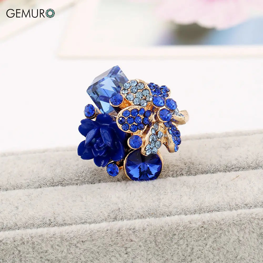 GEMURO Colorful Crystal Gemstone Open Ring🔥 Sapphire Blue