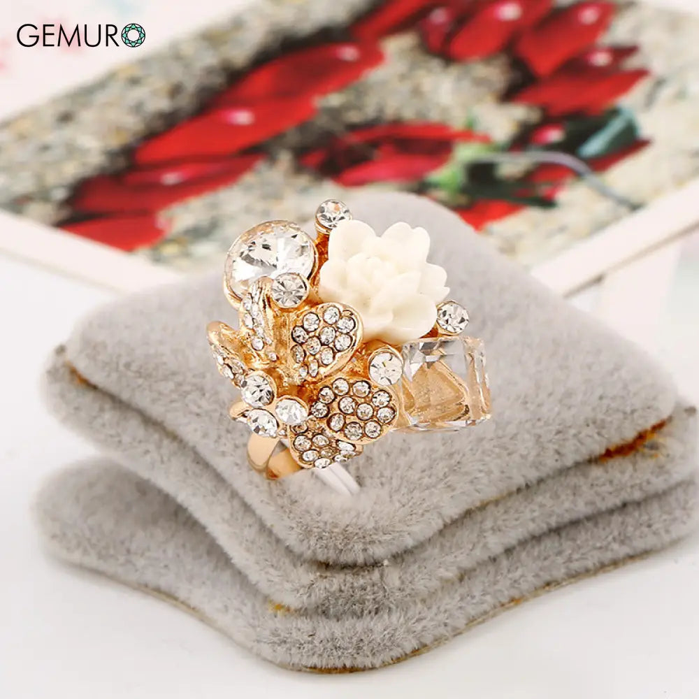 GEMURO Colorful Crystal Gemstone Open Ring🔥 White