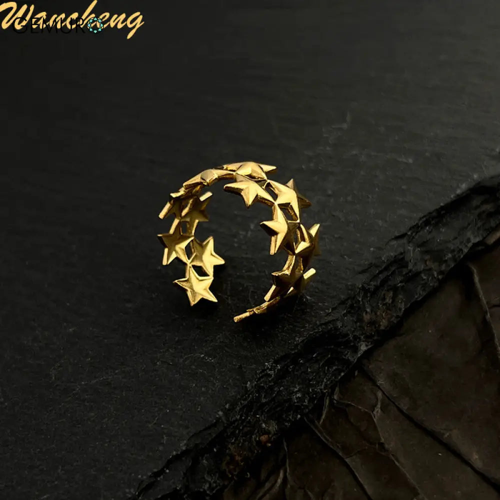 GEMURO Customized 18K Gold Plated Stainless Steel Ring | European & American Heart Flower Design | Wedding Band Initial