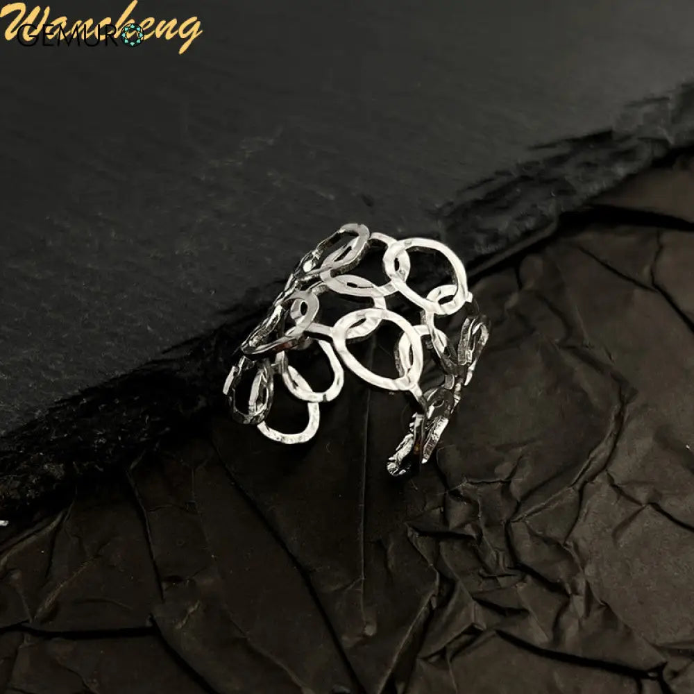 GEMURO Customized 18K Gold Plated Stainless Steel Ring | European & American Heart Flower Design | Wedding Band Initial