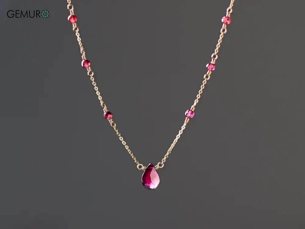 GEMURO Dainty Garnet Necklace – 14k Gold Filled January Birthstone Tiny Fire for Every Day 🔥