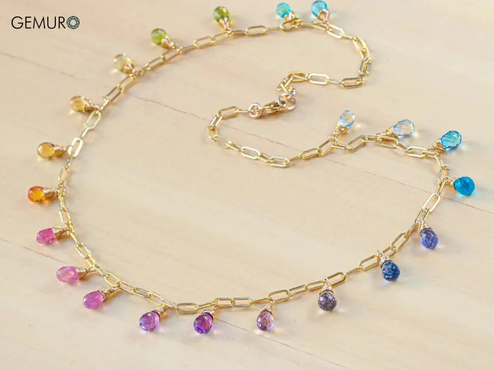 GEMURO Destiny Rainbow Gemstone Necklace – Radiate Light Color & Energy ✨