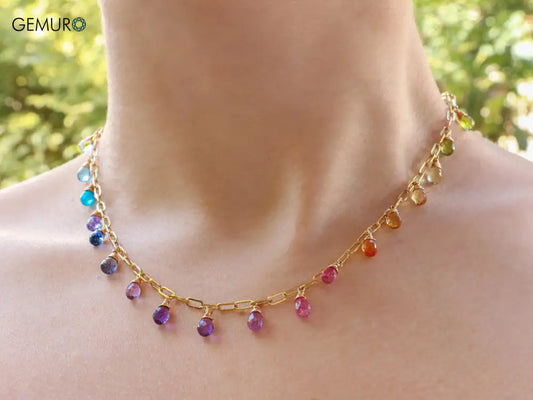 GEMURO Destiny Rainbow Gemstone Necklace – Radiate Light Color & Energy ✨