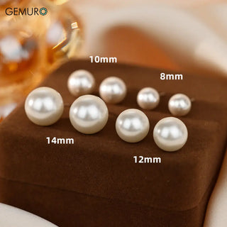 GEMURO Elegant Double-Sided Pearl Ball Stud Earrings for Women | Chic Banquet Jewelry 8mm Pearl