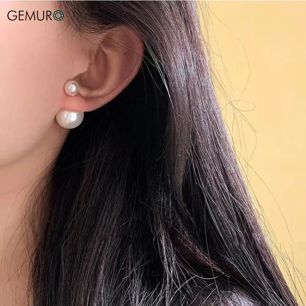 GEMURO Elegant Double-Sided Pearl Ball Stud Earrings for Women | Chic Banquet Jewelry