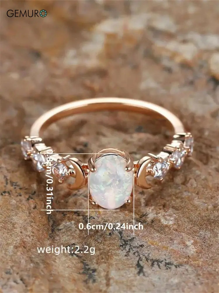 GEMURO Elegant Summer Oval Gemstone & Rhinestone Ring | Wedding & Engagement Gift for Women