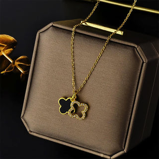 GEMURO 14K Gold Mother of Pearl Clover Necklace – Lucky Four Leaf Clover | Minimalist Good Luck Charm Gift ✨