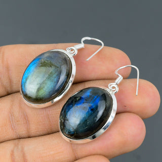 GEMURO Labradorite Sterling Silver Earrings | Handmade Boho Gemstone Jewelry | Mystical Energy Gift for Her ✨