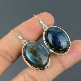 GEMURO Labradorite Sterling Silver Earrings | Handmade Boho Gemstone Jewelry | Mystical Energy Gift for Her ✨