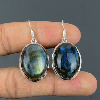 GEMURO Labradorite Sterling Silver Earrings | Handmade Boho Gemstone Jewelry | Mystical Energy Gift for Her ✨