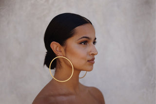 GEMURO Oversized Gold Hoop Earrings | Geometric Statement Large Hoops