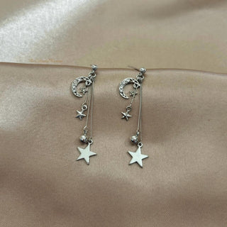 GEMURO Celestial Moon & Stars Earrings – 925 Sterling Silver in Gold & Rose Gold for Cosmic Elegance ✨